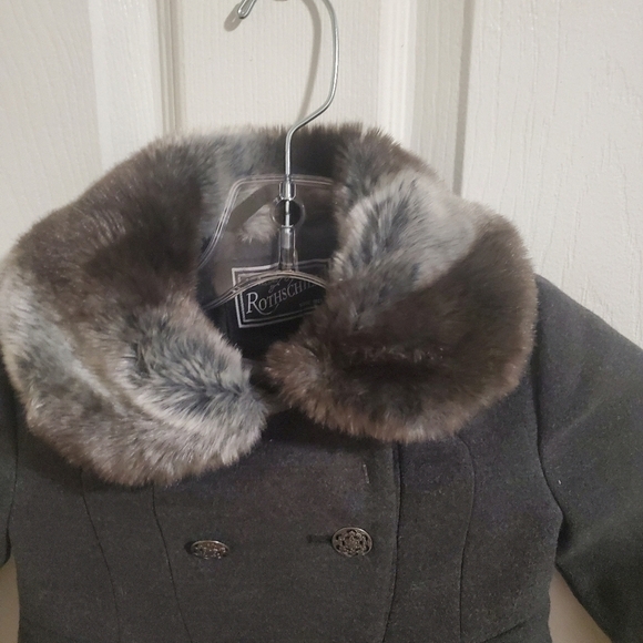 Rothschild Charcoal Gray Faux Fur Trimmed Formal Winter Jacket Size 2T - Picture 5 of 8